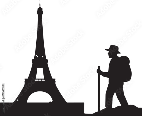 Big Ben silhouette vector illustration, ideal for landmark, clock tower, London, travel, and architecture design.