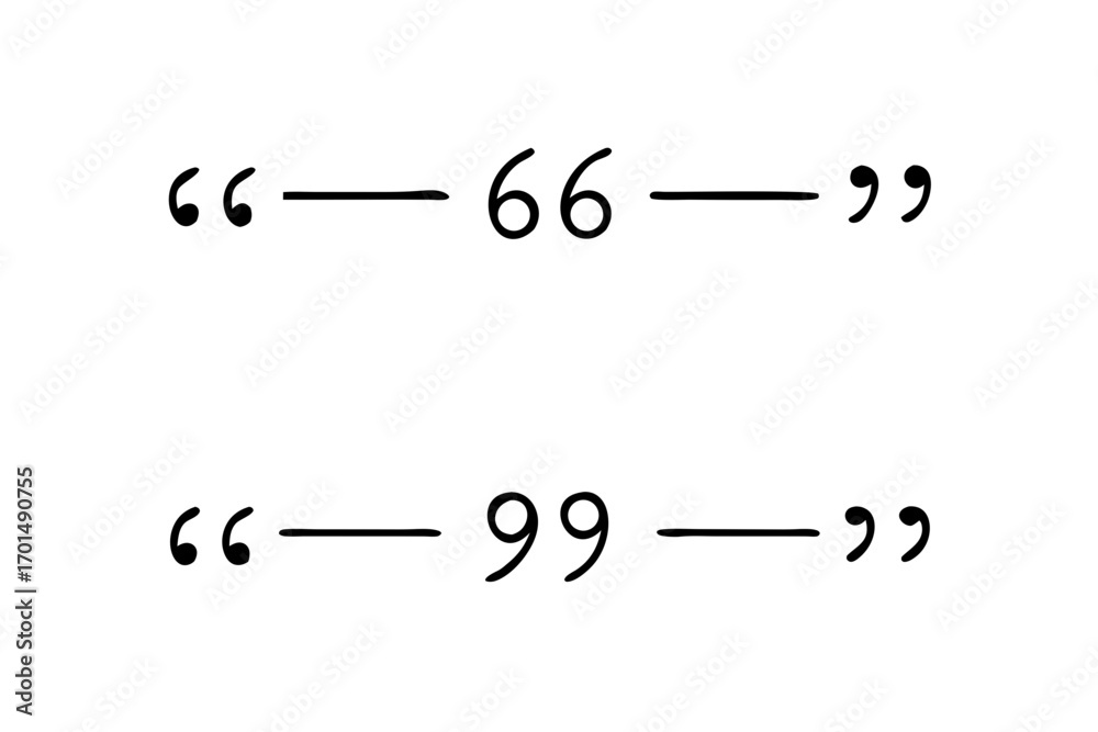 Fototapeta premium Quotation mark symbols with numbers
