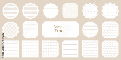 Collection of decorative frames and labels with subtle patterns and sample text space