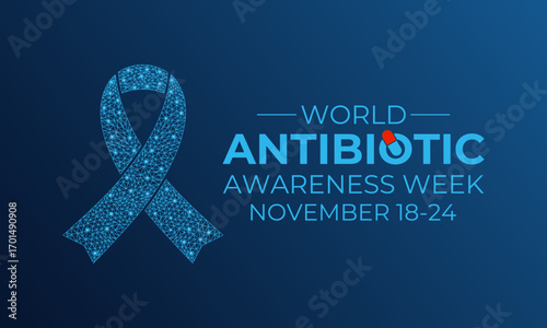 Illustration on the theme of world antibiotic awareness week observed every year in during november 18 to 24.Designed in a low poly style. Banner poster, social media, flyer and background design.