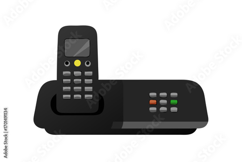 Modern cordless phone with keypad and screen on its base