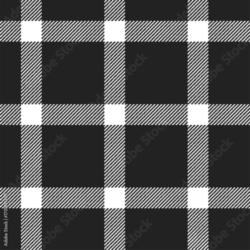 dark plaid seamless pattern, black and white gingham texture, grunge check fabric background, vintage tartan shirt material