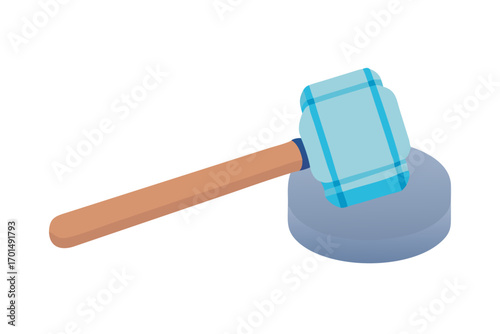 Gavel with blue head and wooden handle