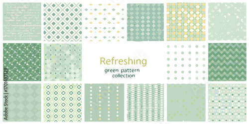 Obraz na plátně Collection of refreshing green patterned backgrounds with subtle textures and ge