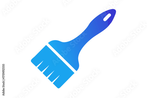 Flat blue paintbrush with square bristles