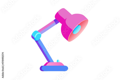 Pink and blue desk lamp with adjustable arm