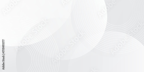 White geometric abstract background overlap layer on bright space with lines effect decoration. Modern graphic design element circles style concept for banner.