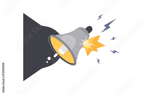 Megaphone emitting sound waves and light on