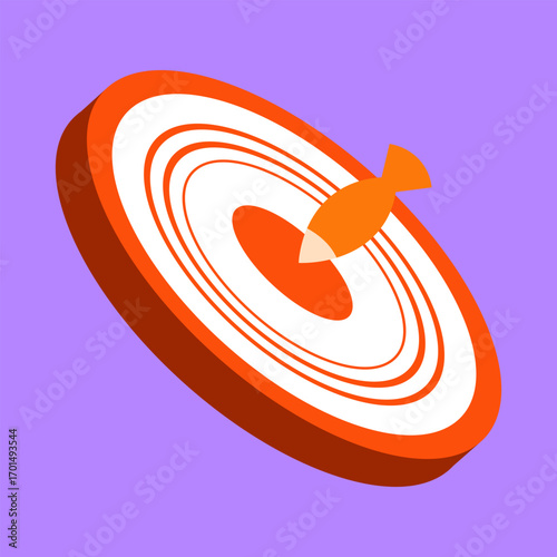 Vector graphic of a dart hitting the center of a target, symbolizing focus, precision, and successful business strategy execution