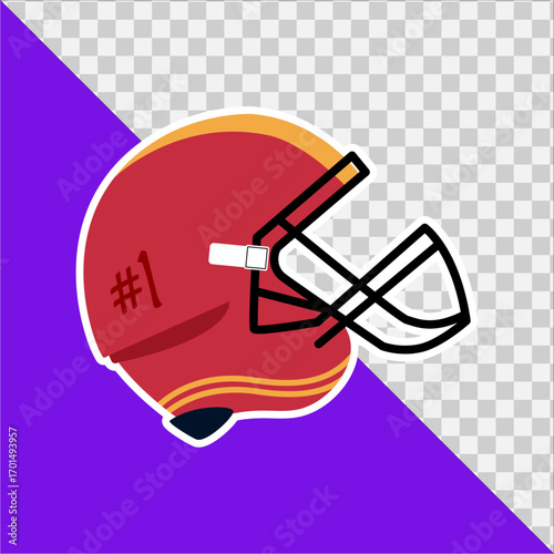 American Football Helmet Sticker Design for Sports Teams and Enthusiasts, Number One