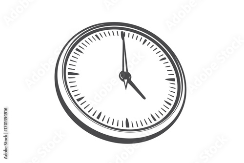 Analog Clock Icon Simple Design Showing Four O'Clock on a White Background