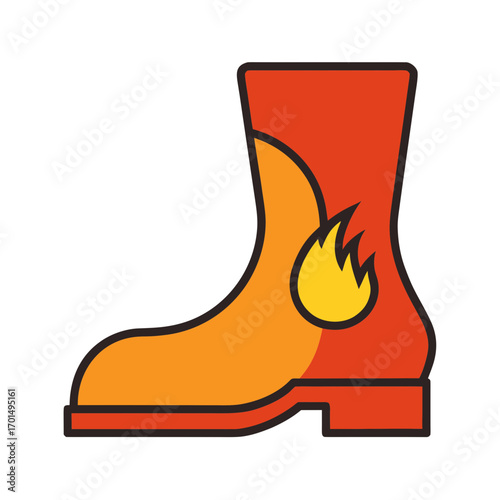 Stylized icon of a firefighter boot with flames