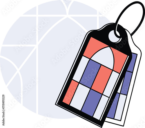 Vector Illustration of Two Colorful Price Tags with an Artistic Pattern on White Background, Vector Illustration