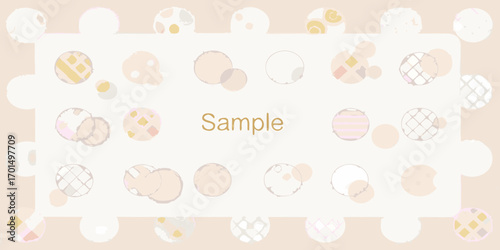 Soft pastel abstract circles and patterns in a gentle arrangement with a central sample text