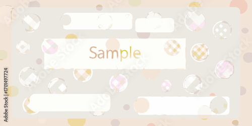 Soft pastel bokeh background with geometric circles and text placeholders