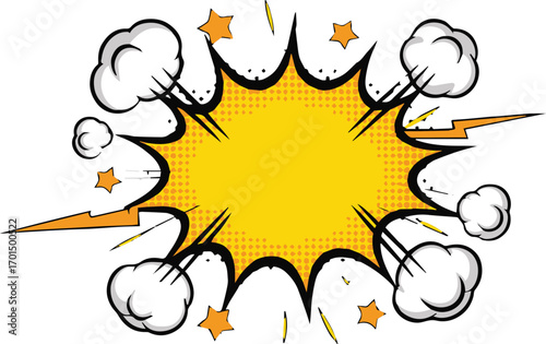 colorful comic explosion burst vector illustration dynamic pop art background for retro design projects