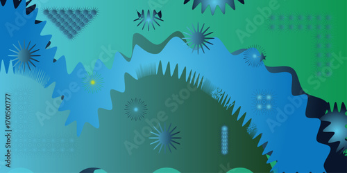 Beautiful vector illustration showcasing the underwater world with ocean waves, sunlight, sky, clouds, stars, and marine life. A perfect design for backgrounds, textures, patterns, and nature-inspired