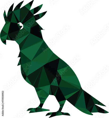 Geometric green parrot silhouette bird dark green