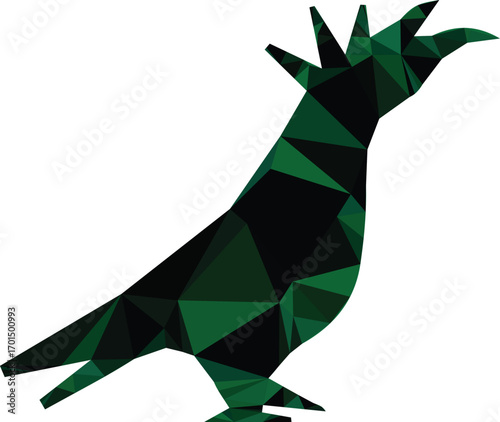 Geometric green parrot silhouette bird black