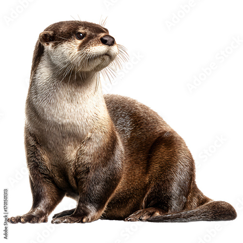 African clawless otter realistic detailed wild animal isolated on transparent background