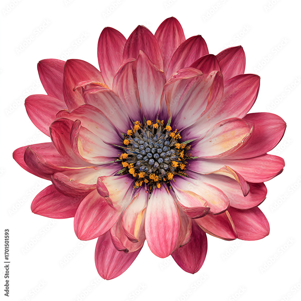 Obraz premium Close-up of a Pink and White Daisy Flower Isolated on Transparent Background