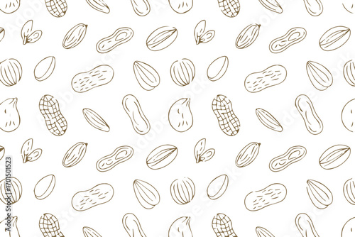 modern seamless nuts pattern vector line art background design brown hand drawn organic food packaging textile wallpaper illustration