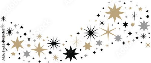 festive stream of gold silver and black stars vector seamless pattern background decoration ai eps jpeg png