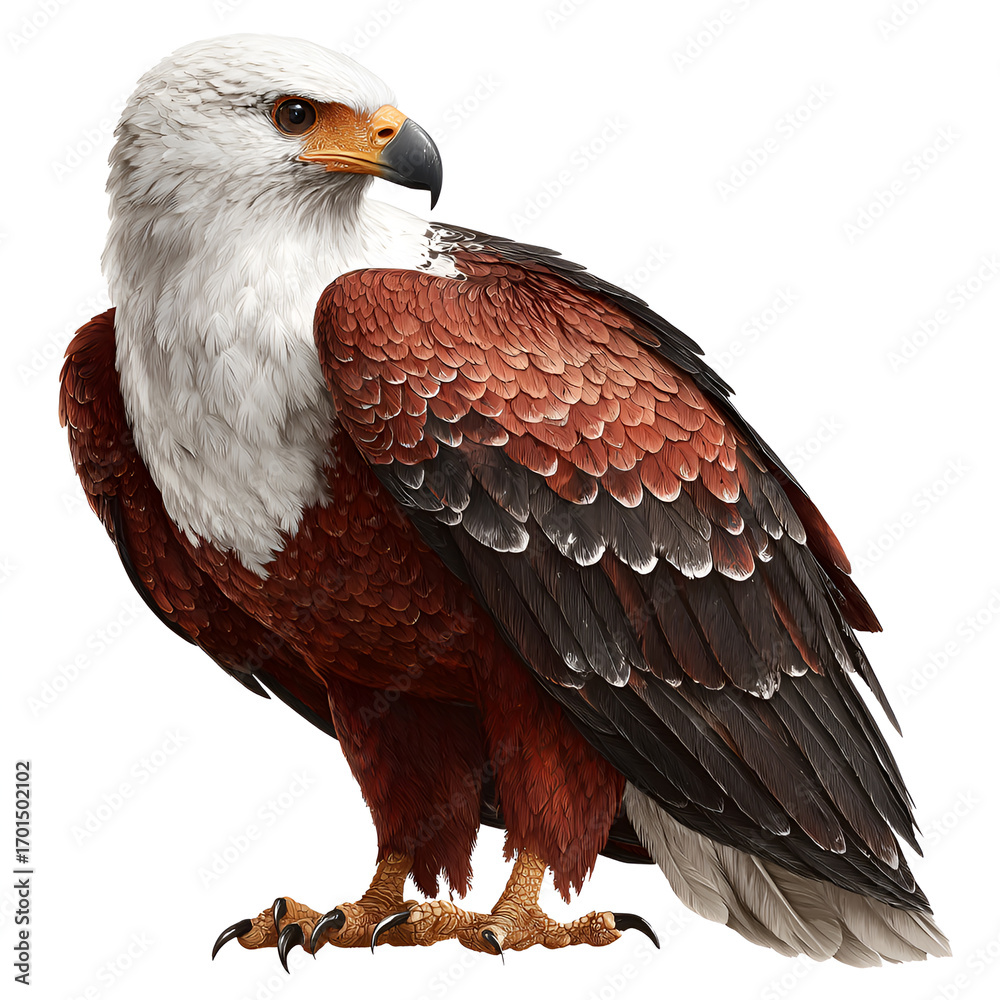 Obraz premium African Fish Eagle realistic detailed bird isolated on transparent background