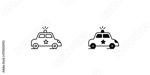 Police Car icon with white background vector stock illustration