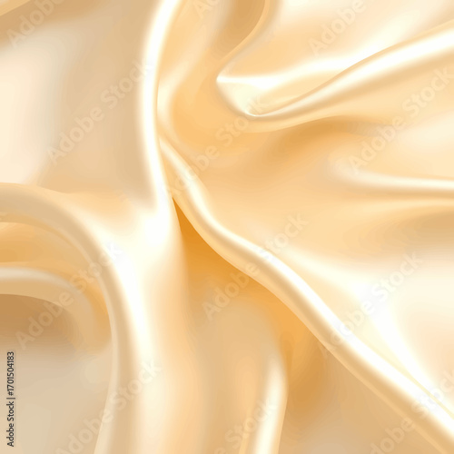 Elegant background of smooth, flowing golden silk textile with soft ripples and luxurious texture