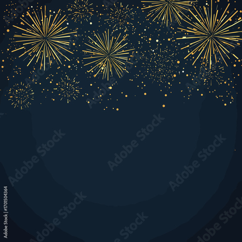 Explosion of golden fireworks illuminating the night sky with a festive and celebratory ambiance