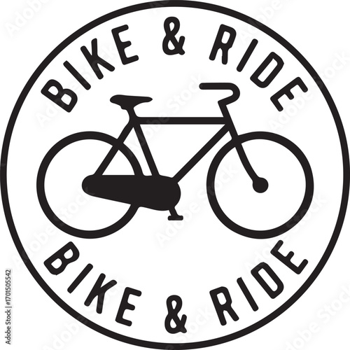 Bike and Ride Emblem Circular Logo Design for Cycling Community Promotion