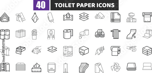 Toilet Paper Icons Set - Bathroom Hygiene and Cleaning Supply Vector Collection