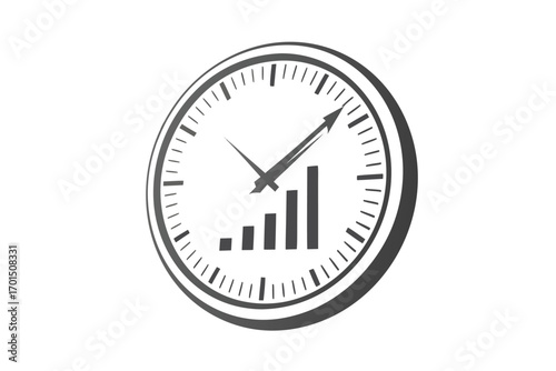 Circular Clock Graph Indicator on White Background Time Progression Trend