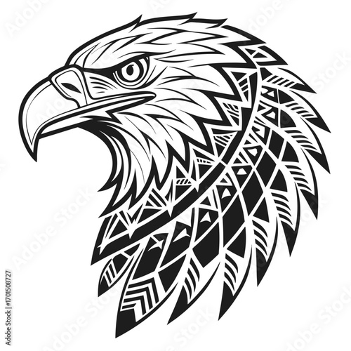 An imposing eagle head tribal tattoo design