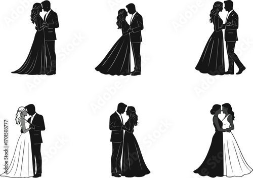 Elegant Wedding Couple Silhouettes – Intimate and Romantic Poses