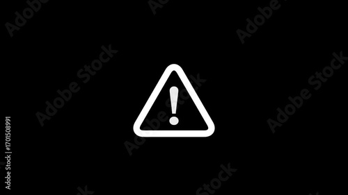 warning attention white color animation icon signal alert risk safety danger road warning sign sign symbol animated on background.