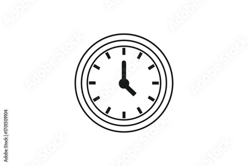 Classic Round Wall Clock Showing Time on White Background