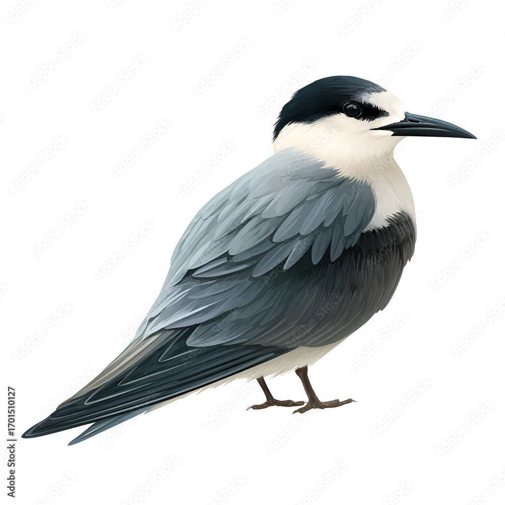 Obraz premium Aleutian Tern realistic detailed bird isolated on transparent background
