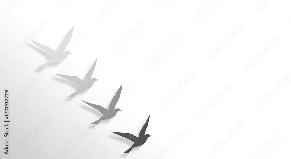 Obraz premium Monochrome Birds in Flight - A Symbol of Freedom and Transition.