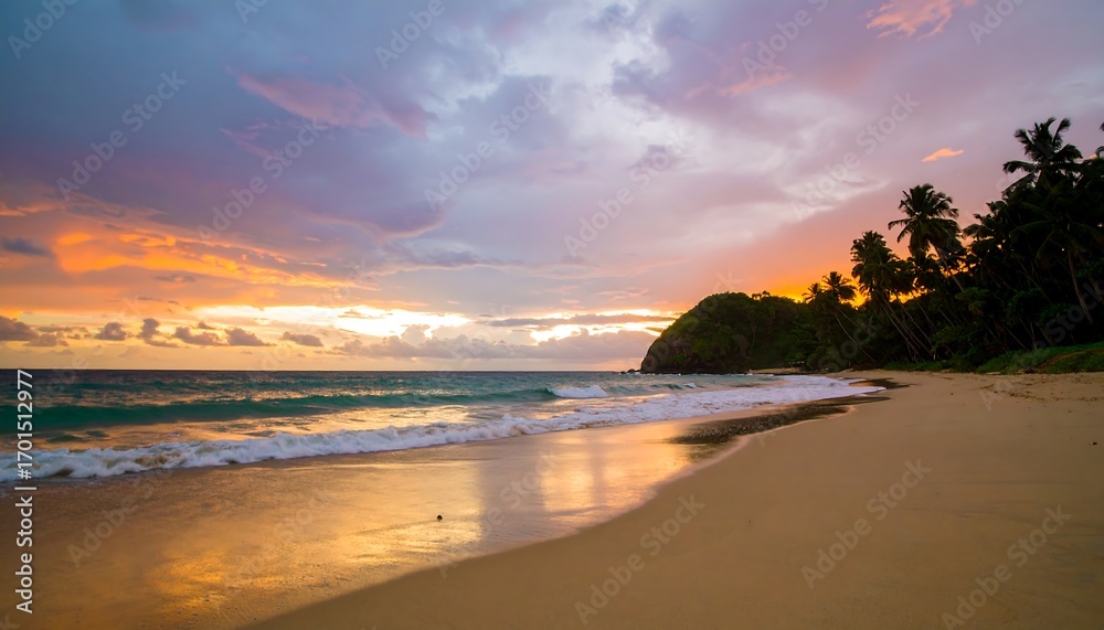 Fototapeta premium Tropical sunset beach scene (2)