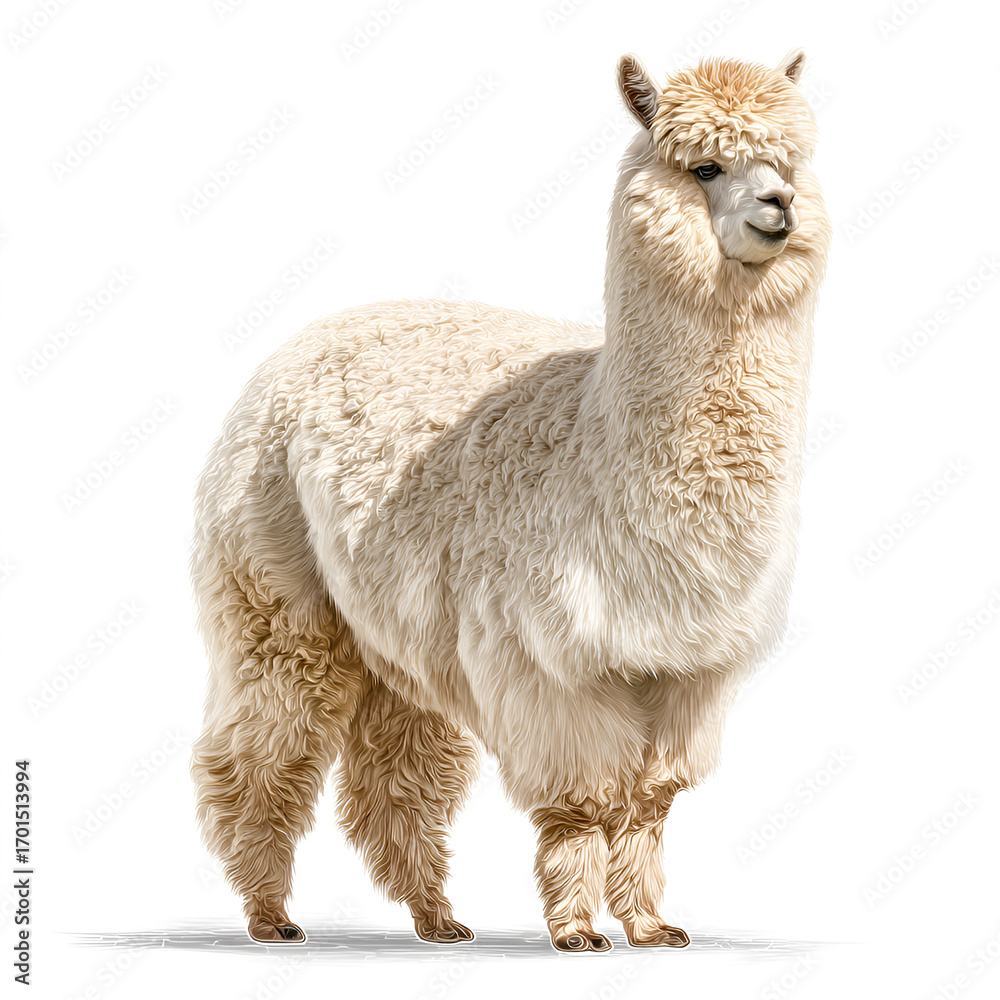Obraz premium Alpaca Isolated on Transparent Background Realistic Detailed