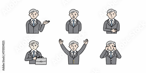 illustration of  Vector man and a women, a group of standing business people, black color isolated on white background