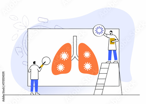 Medical Team Inspecting Lungs Using Various Tools