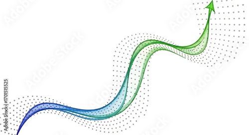 Abstract Green and Blue Upward Trend Line Graph Illustration