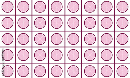 White background vector with repeating mangosteen and box lines for a healthy food theme background or about fruit ingredients