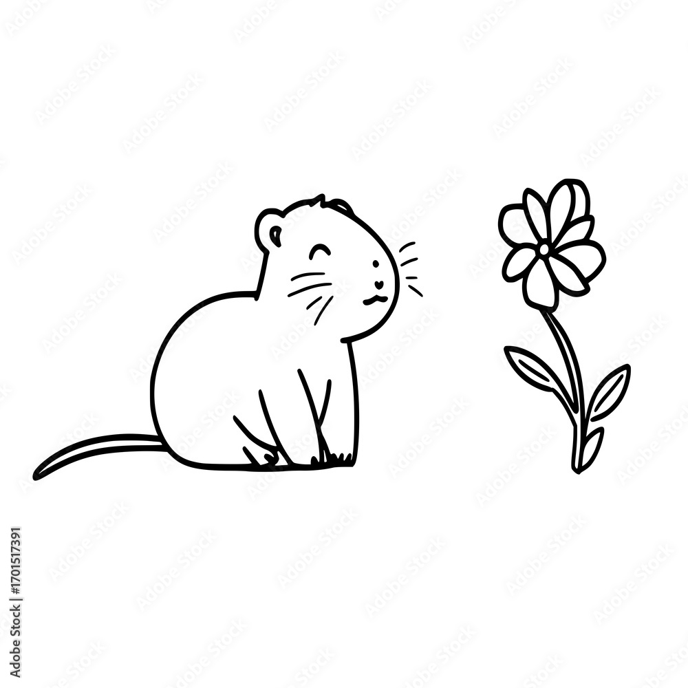 Naklejka premium This capybara vector art blends simplicity and style, ideal for posters, merch, or digital creations.