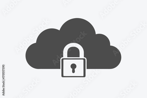 Cloud Icon with Padlock on White Background Cloud Security Concept