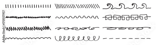 Black lines, doodles and scribbles abstract freehand drawings, design elements and decorative stickers. Vector art.