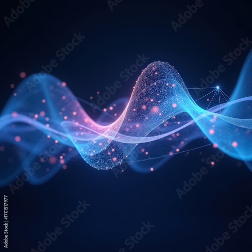 Glowing quantum wave function graph floating on transparent background